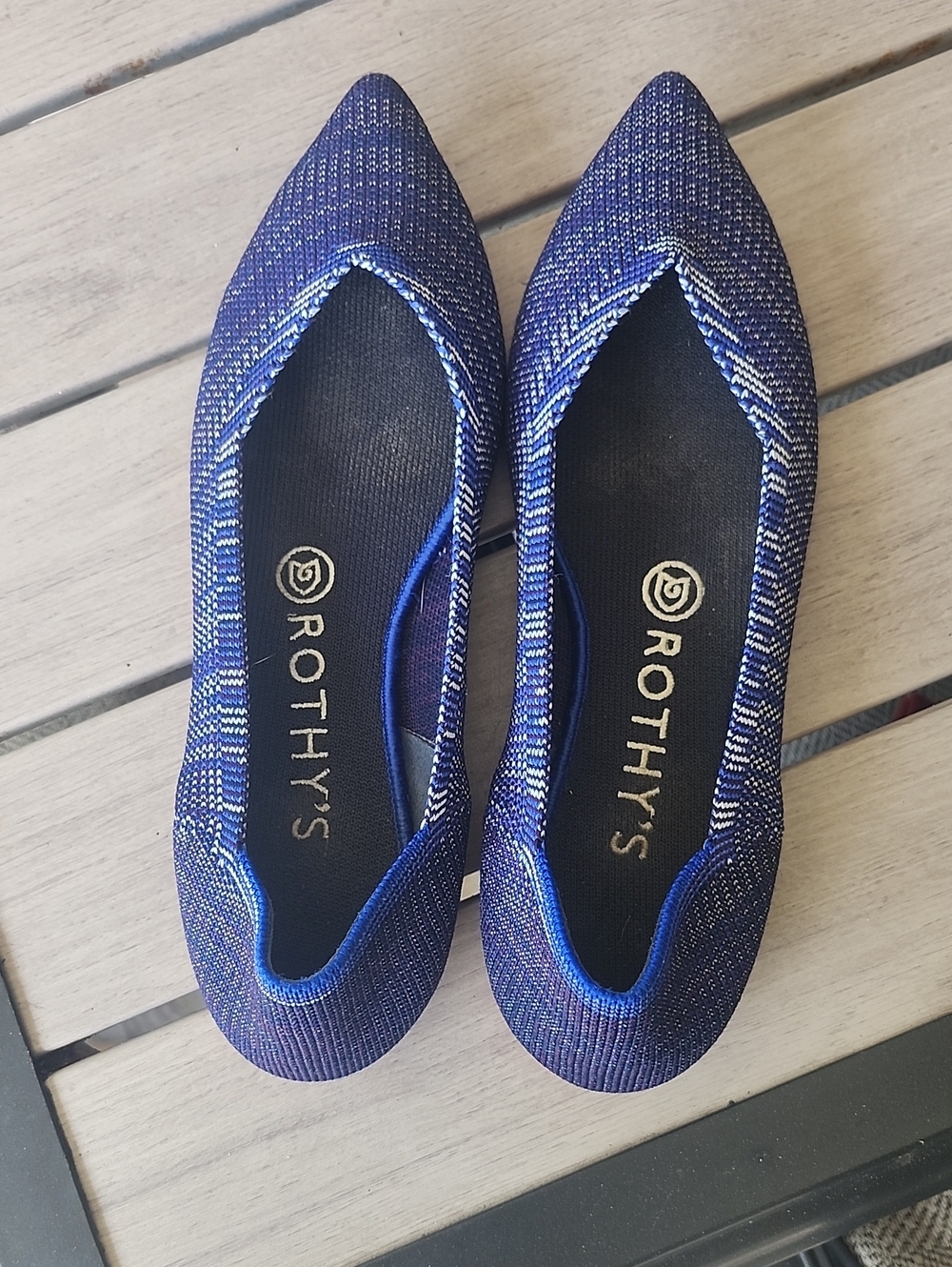 Rothy's Women's Pointed Flat - Blue Knit